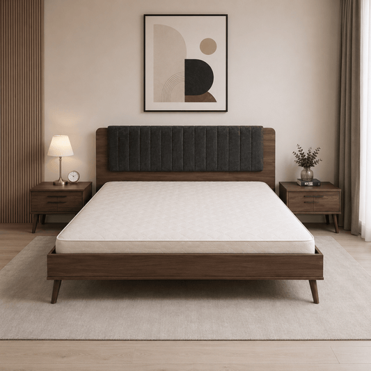 King Bed Set with Upholstered Headboard, Nightstand & Dresser, without mattress. 180x200 cm - used 5 months - Al Thahani Furniture