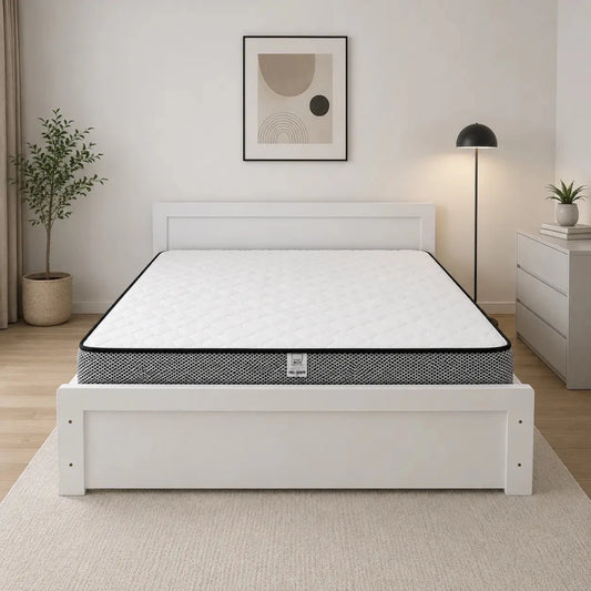 King Bed with Mattress | White, 180x200 cm - used 6 months - Al Thahani Furniture