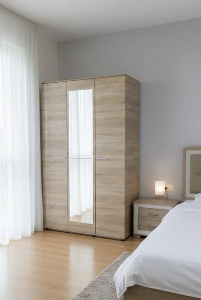 King Bedroom Set | Integrated Tufted Headboard | Sonoma Oak Finish | 180×210 cm - althahanifurniture