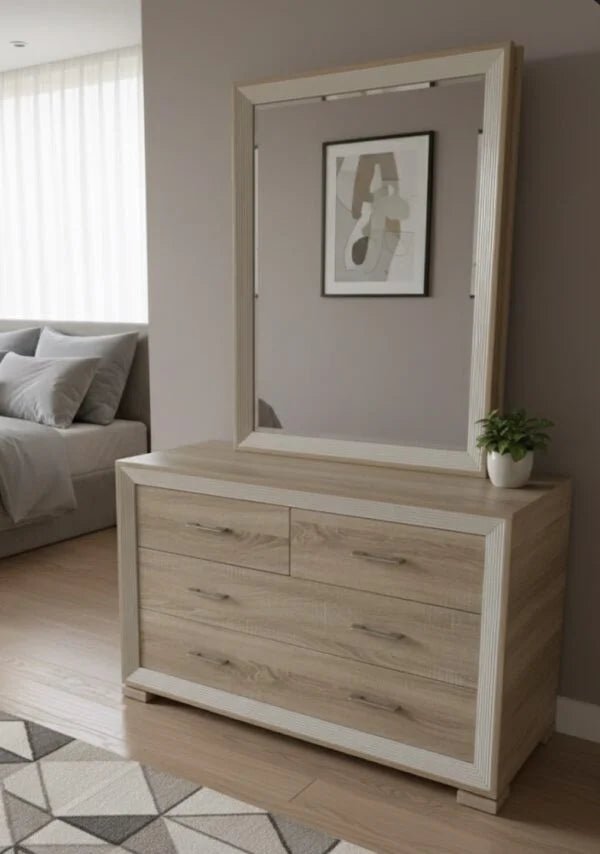 King Bedroom Set | Integrated Tufted Headboard | Sonoma Oak Finish | 180×210 cm - althahanifurniture