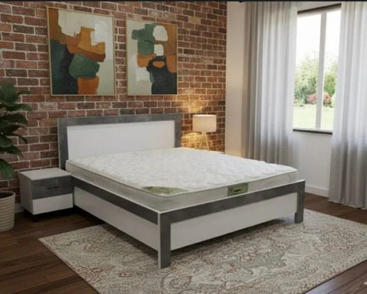 King Bedroom Set | Modern Grey & White | Complete Suite with 5 - Door Wardrobe , Brand New,180x200cm - althahanifurniture