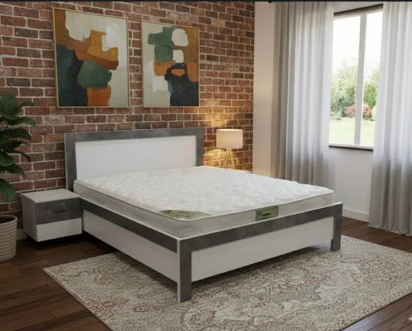 King Bedroom Set | Modern Grey & White | Complete Suite with 5 - Door Wardrobe , Brand New,180x200cm - althahanifurniture