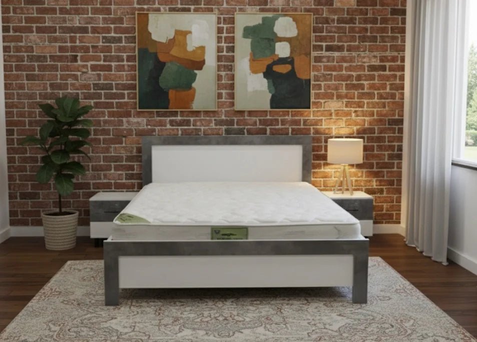 King Bedroom Set | Modern Grey & White | Complete Suite with 5 - Door Wardrobe , Brand New,180x200cm - althahanifurniture