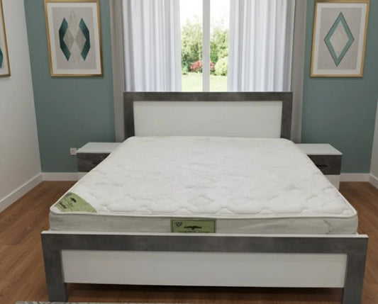 King Bedroom Set | Modern White & Grey with 4 - Door Wardrobe, Brand New - althahanifurniture