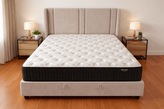 King Bedroom Suite – 180x200 cm, Hydraulic Storage Bed, Tall Winged Headboard, Nightstands & 5 - Drawer Chest - althahanifurniture