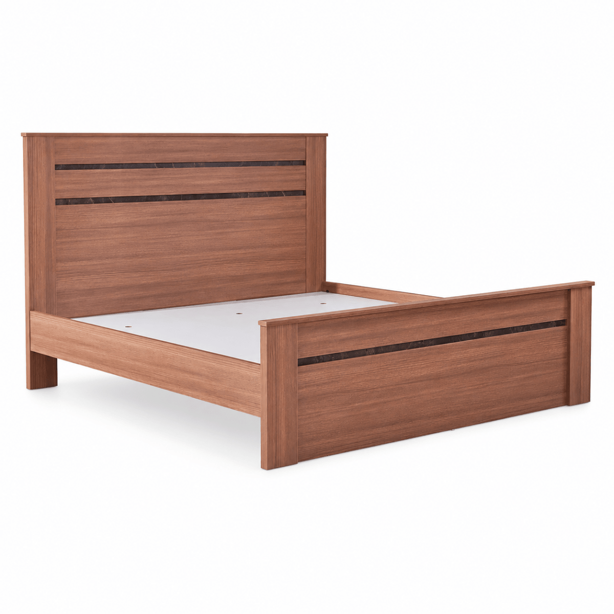 King-Size Wooden Bed Frame with Mattress – Walnut Brown – 180 × 200 cm - Al Thahani Furniture
