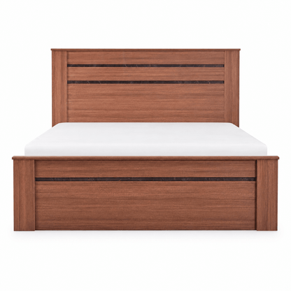 King-Size Wooden Bed Frame with Mattress – Walnut Brown – 180 × 200 cm - Al Thahani Furniture