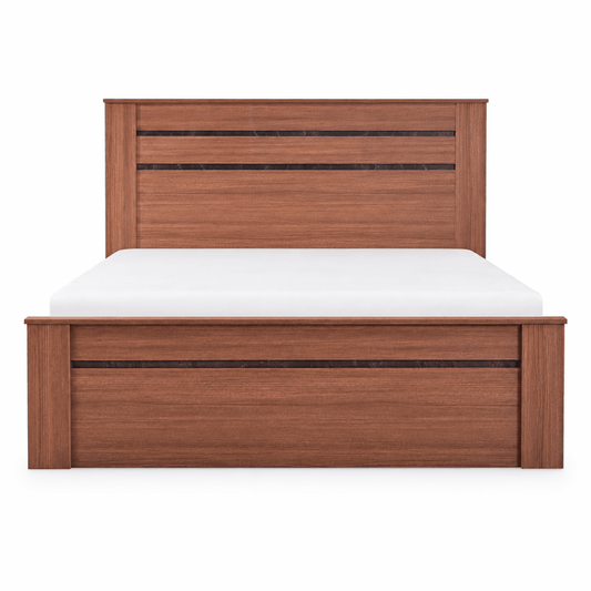King-Size Wooden Bed Frame with Mattress – Walnut Brown – 180 × 200 cm - Al Thahani Furniture