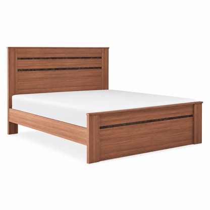 King-Size Wooden Bed Frame with Mattress – Walnut Brown – 180 × 200 cm - Al Thahani Furniture