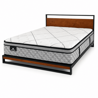 Kingsdown King-Size Mattress with Metal &amp; Wood-Effect Bed Frame | 180 × 200 cm - Al Thahani Furniture