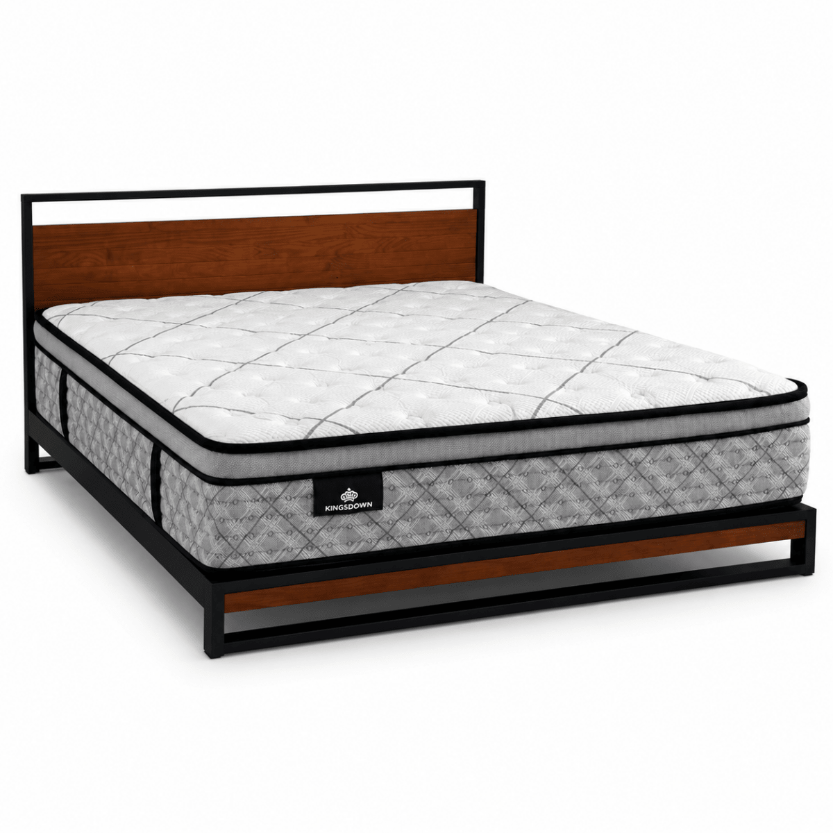 Kingsdown King-Size Mattress with Metal &amp; Wood-Effect Bed Frame | 180 × 200 cm - Al Thahani Furniture