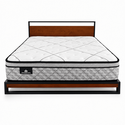 Kingsdown King-Size Mattress with Metal &amp; Wood-Effect Bed Frame | 180 × 200 cm - Al Thahani Furniture