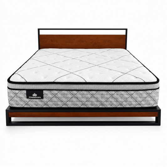 Kingsdown King-Size Mattress with Metal &amp; Wood-Effect Bed Frame | 180 × 200 cm - Al Thahani Furniture