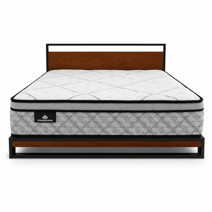 Kingsdown King-Size Mattress with Metal &amp; Wood-Effect Bed Frame | 180 × 200 cm - Al Thahani Furniture