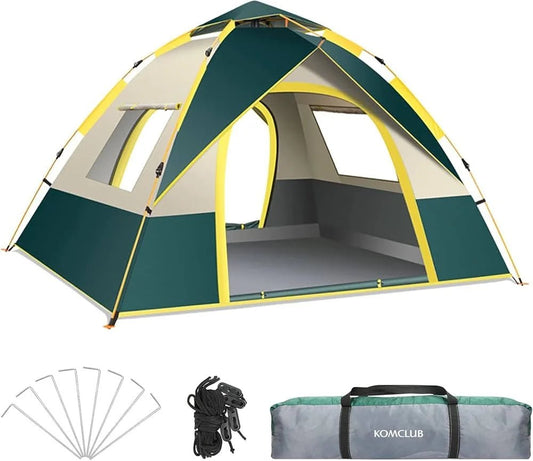 KOMCLUB Camping Tent | 2‑3 Person | Waterproof & Windproof | Green | Easy Setup - althahanifurniture