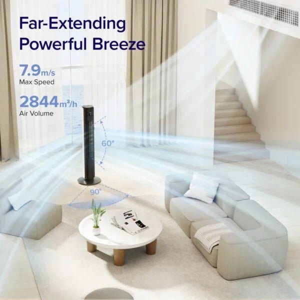 LEVOIT Tower Fan | 36‑Inch Bladeless Design | 28 dB Ultra Quiet | 90° Oscillation | 5 Speeds - althahanifurniture