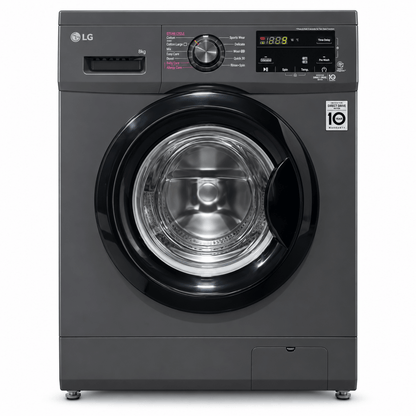 LG F4J3TYG6J 8kg Front Load Washing Machine – 1400 RPM – Steam & Inverter Direct Drive – Black - Al Thahani Furniture