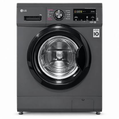 LG F4J3TYG6J 8kg Front Load Washing Machine – 1400 RPM – Steam & Inverter Direct Drive – Black - Al Thahani Furniture