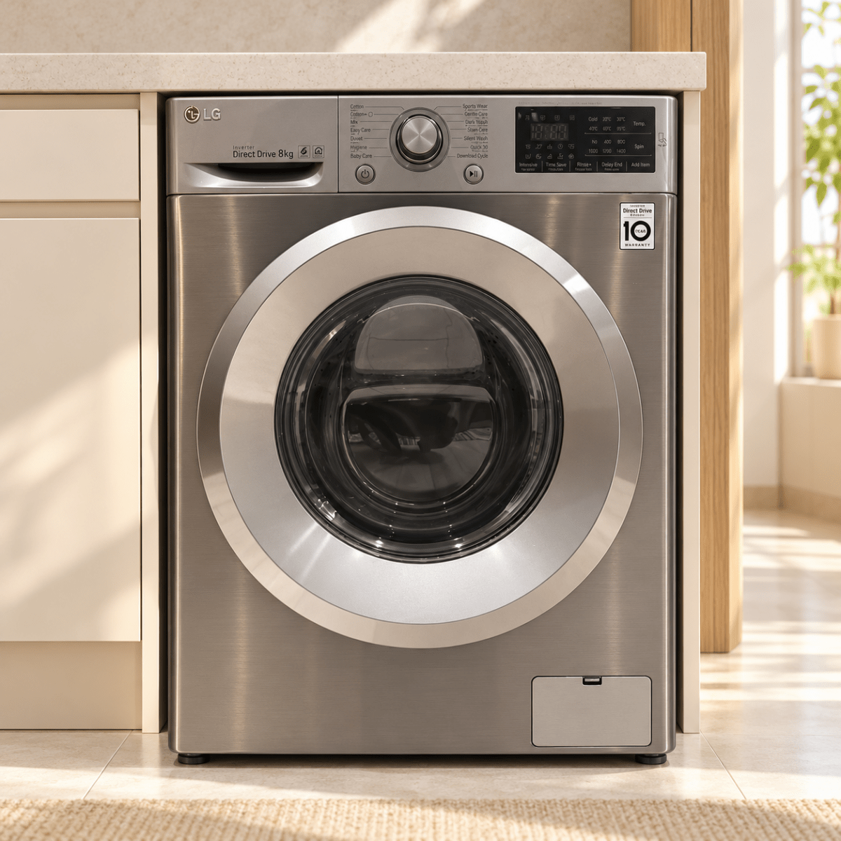 LG F4J5TNP7S 8kg Front Load Washing Machine – 1400 RPM – Stone Silver - Al Thahani Furniture