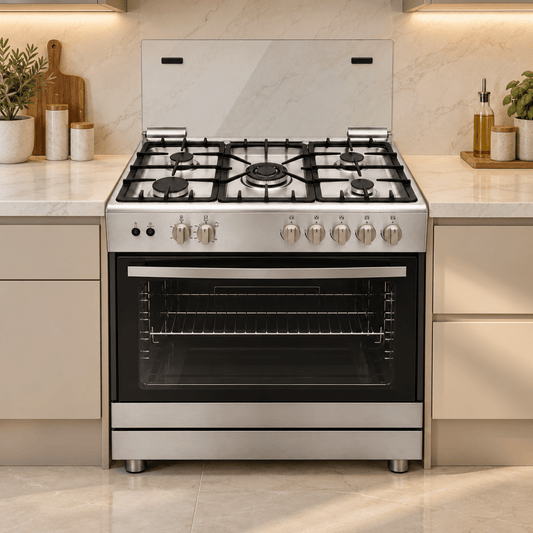 LG FA415RMA 90cm 5-Burner Gas Cooker with 100L Oven – Stainless Steel - Al Thahani Furniture