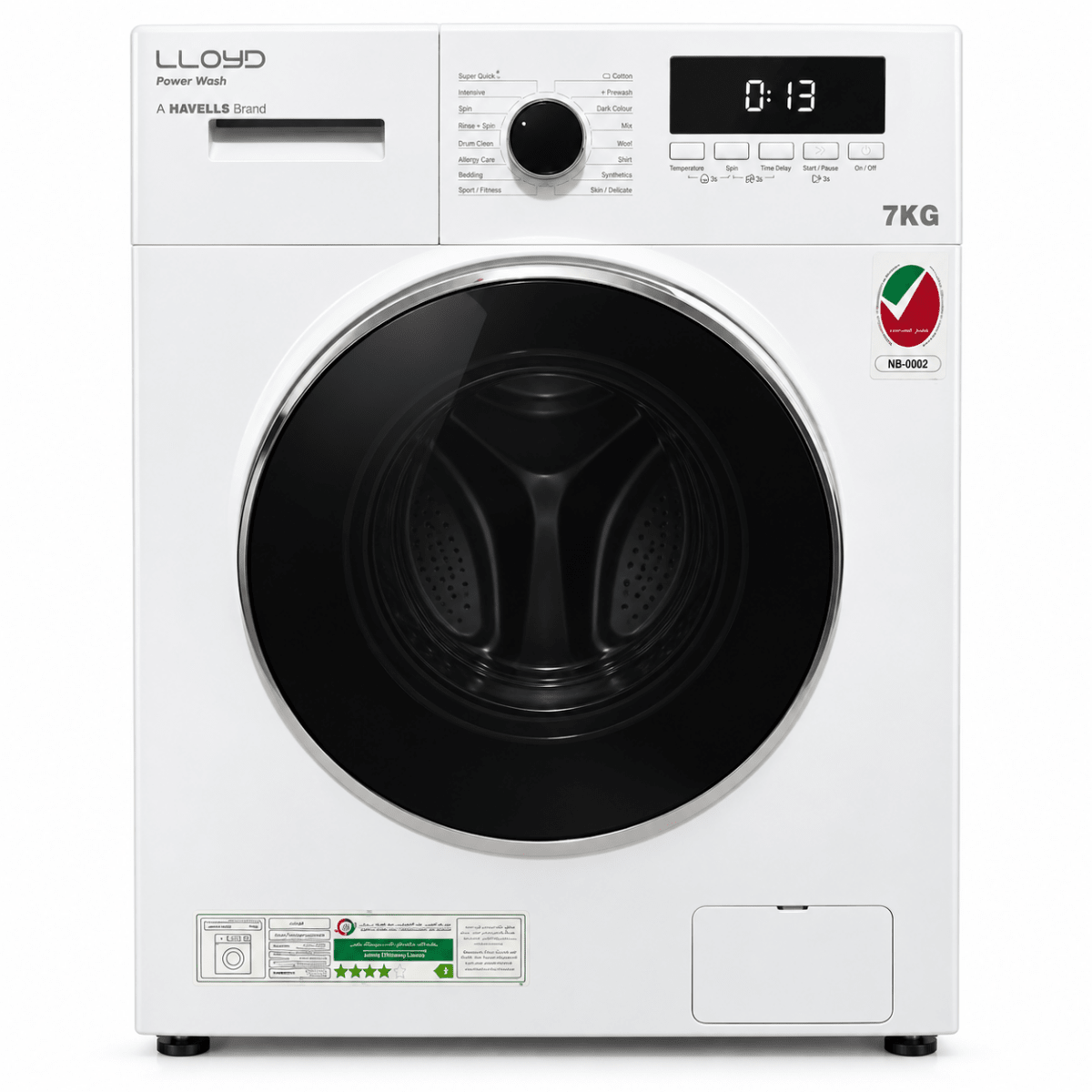 Lloyd Power Wash 7 kg Fully Automatic Front-Load Washing Machine – White - Al Thahani Furniture