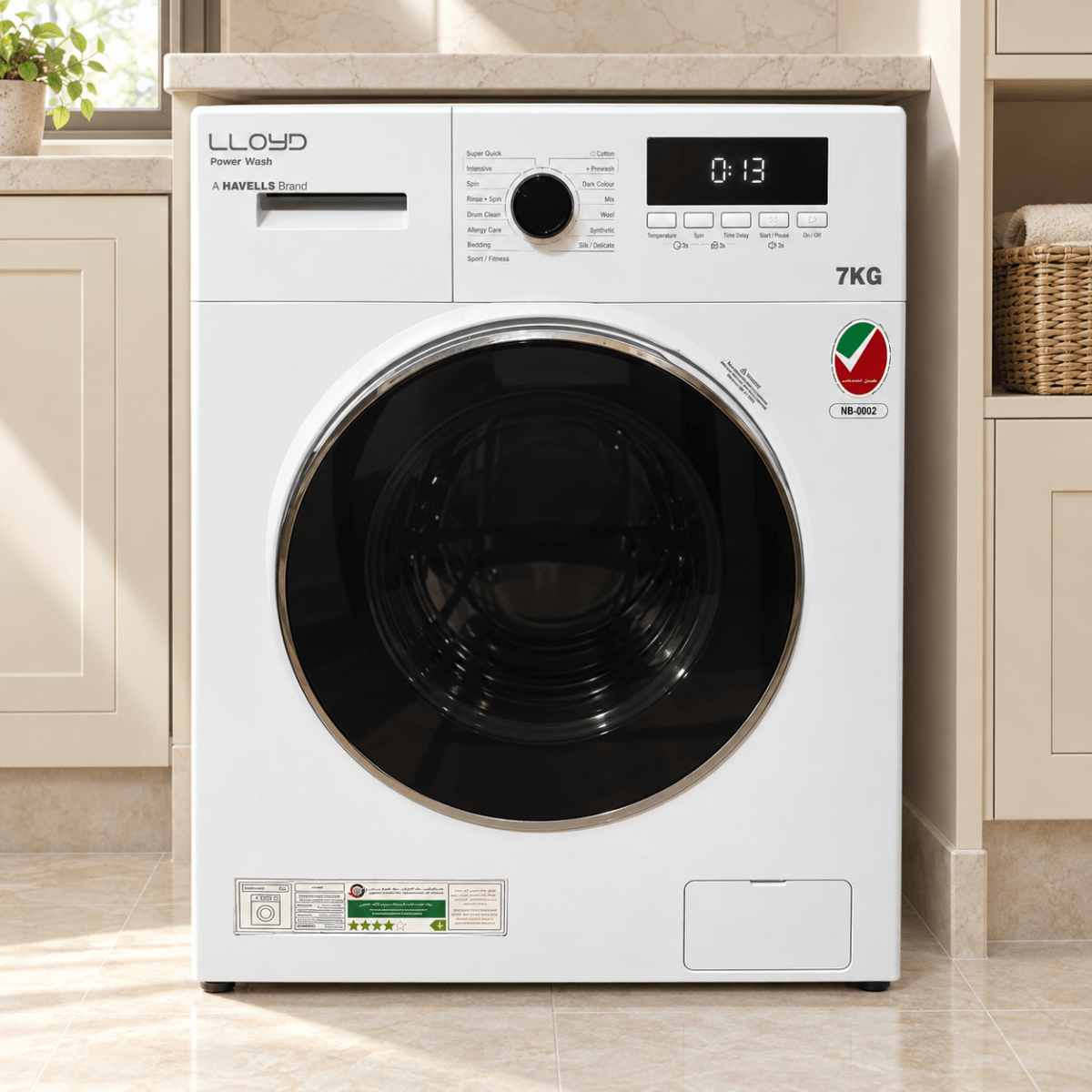 Lloyd Power Wash 7 kg Fully Automatic Front-Load Washing Machine – White - Al Thahani Furniture