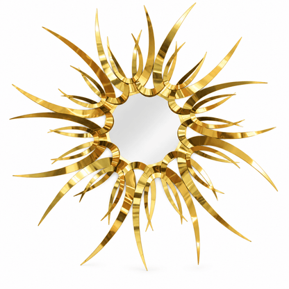 Luxury Aurelia Sunburst 3D Metal Wall Art – Polished Gold - Al Thahani Furniture