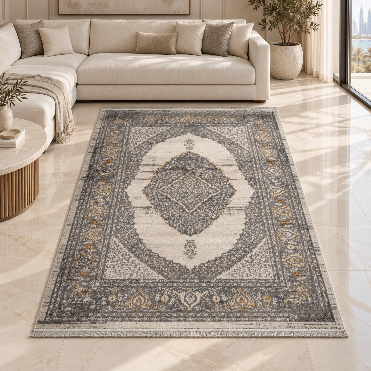LYON Turkish Traditional Area Carpet – Beige – 120 × 170 cm - Al Thahani Furniture
