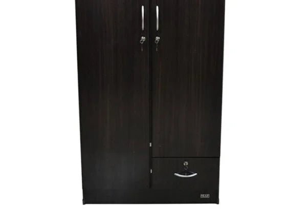 MAF 2 - Door Wooden Cabinet | Wenge Black | 110 x 80 x 40 cm | Modern Wardrobe with Hanging & Shelving - althahanifurniture