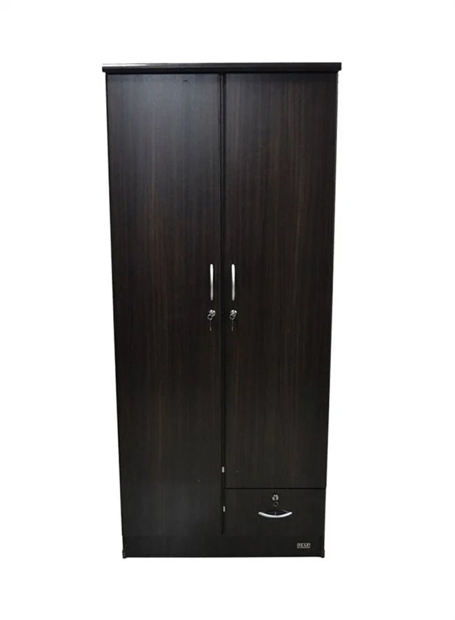 MAF 2 - Door Wooden Cabinet | Wenge Black | 110 x 80 x 40 cm | Modern Wardrobe with Hanging & Shelving - althahanifurniture