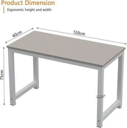 Mahmayi Modern Study Desk | Light Grey Top & White Steel Frame - althahanifurniture