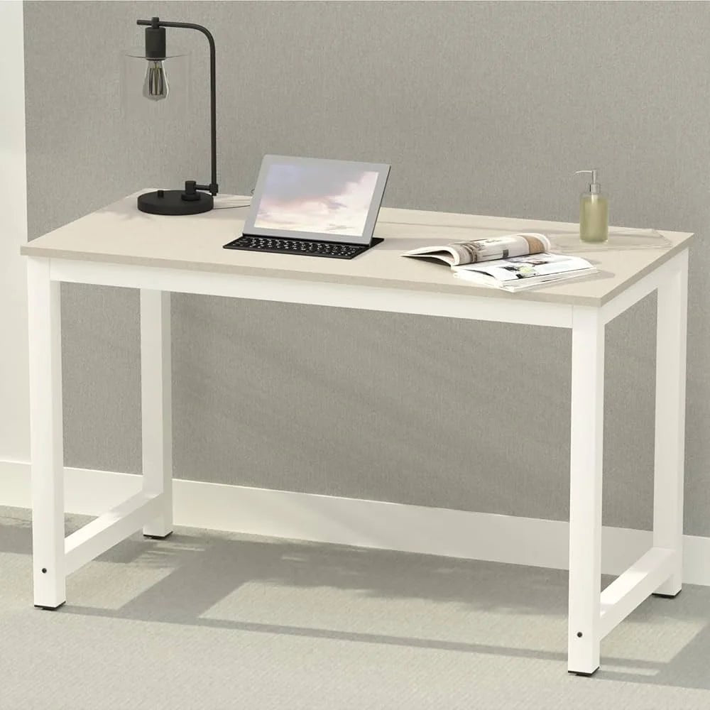Mahmayi Modern Study Desk | Light Grey Top & White Steel Frame - althahanifurniture