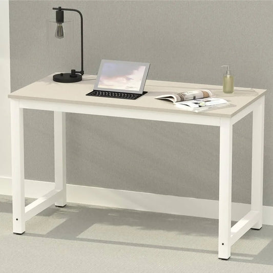 Mahmayi Modern Study Desk | Light Grey Top & White Steel Frame - althahanifurniture