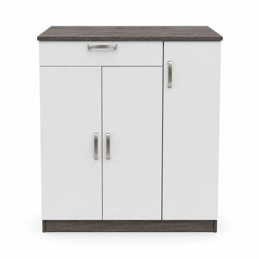 Mahmayi Multifunctional Cabinet | Dark Grey Concrete-Textured & White - used 8 months - Al Thahani Furniture