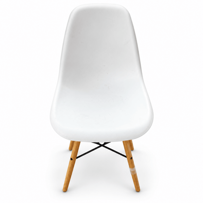 Mahmayi Ultimate Eames Style DSW Dining Chair – White & Natural Wood - Al Thahani Furniture