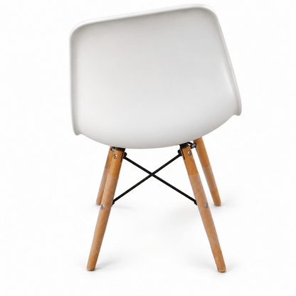 Mahmayi Ultimate Eames Style DSW Dining Chair – White & Natural Wood - Al Thahani Furniture