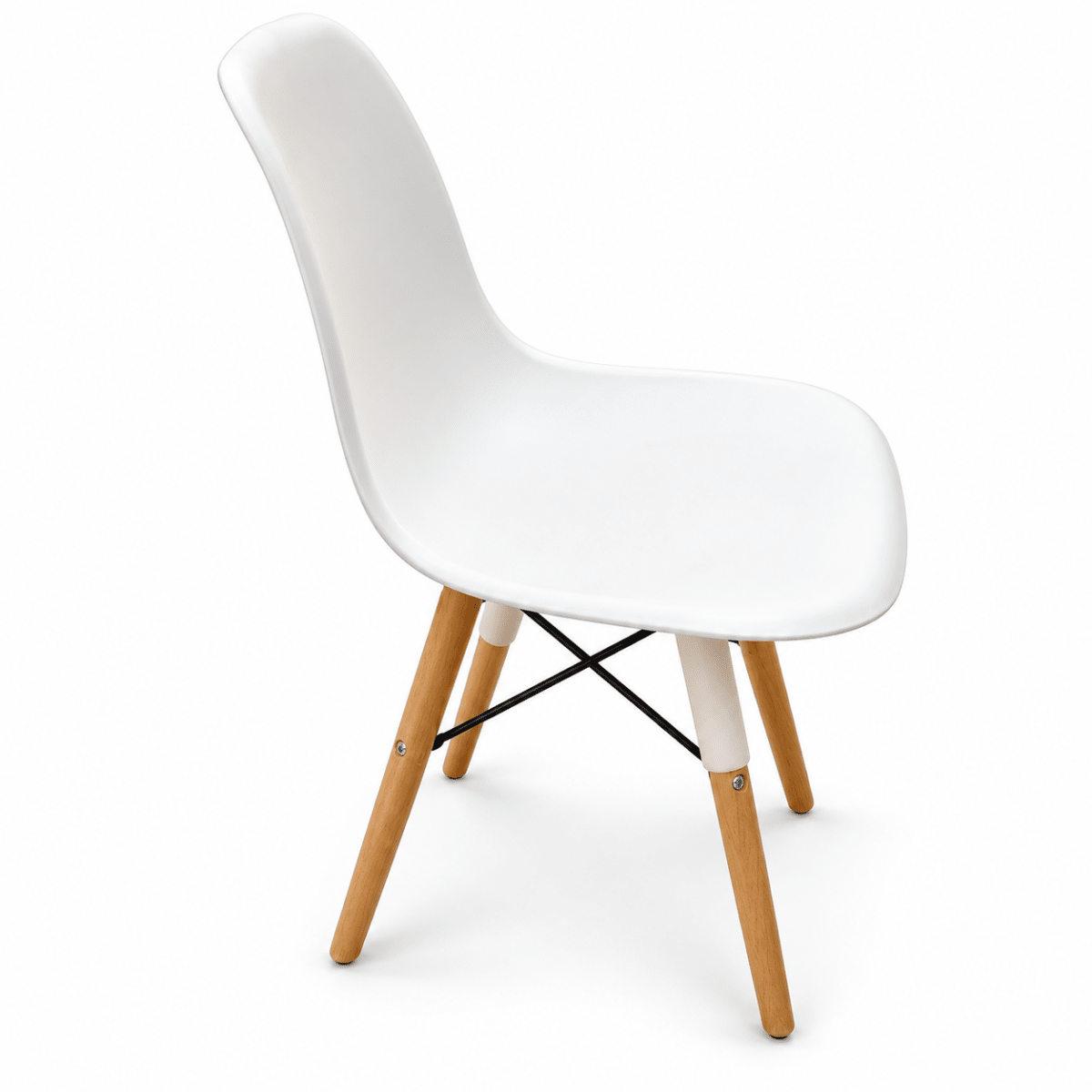 Mahmayi Ultimate Eames Style DSW Dining Chair – White & Natural Wood - Al Thahani Furniture