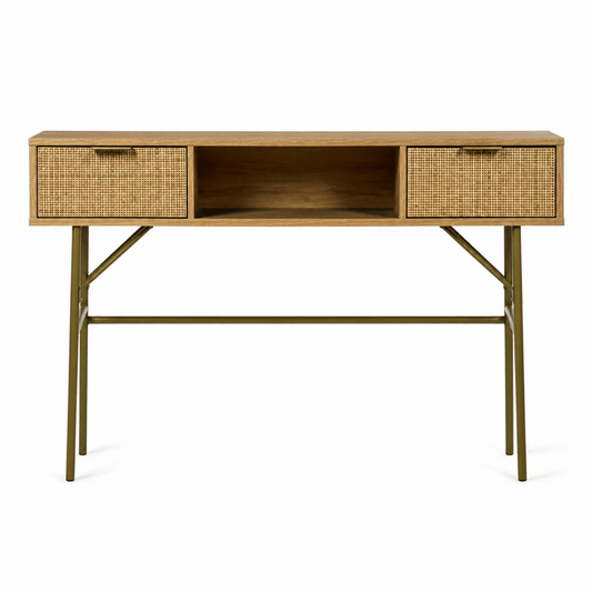 Maisons du Monde Solstice Rattan Desk – 110 × 40 × 82 cm - Al Thahani Furniture