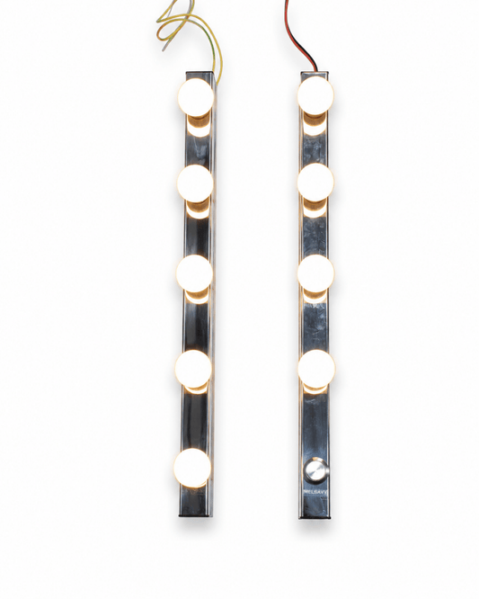 MELSAVY Hollywood Style 5-Bulb Vanity Mirror Light Bars (Pair) | Chrome - Al Thahani Furniture