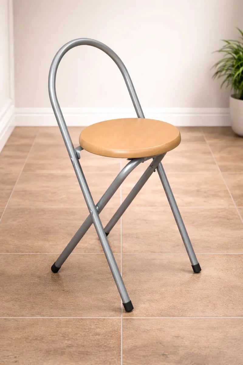 Metal Folding Chair with Wooden Seat – Classic & Functional - althahanifurniture