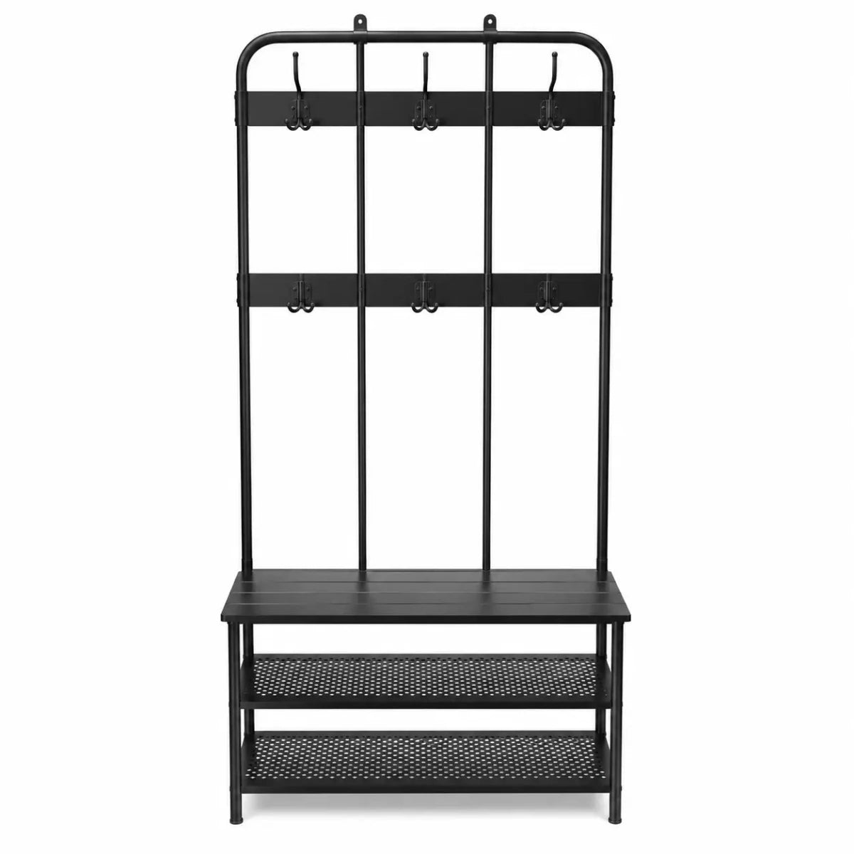 Metal Hallway Coat Rack with Bench & Shoe Storage - used 8 months - Al Thahani Furniture