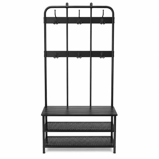 Metal Hallway Coat Rack with Bench & Shoe Storage - used 8 months - Al Thahani Furniture