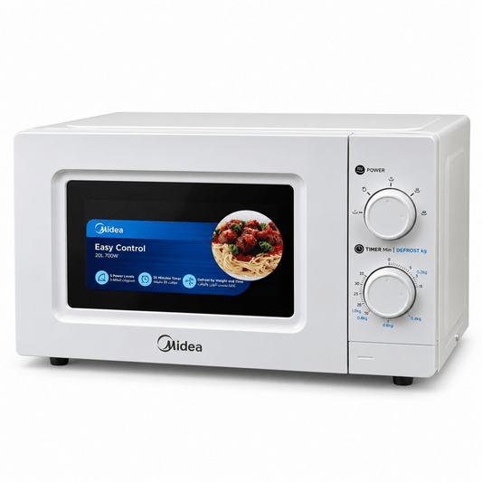 Midea 20L Solo Microwave Oven with Dial Controls – White – MO20MWH - Al Thahani Furniture
