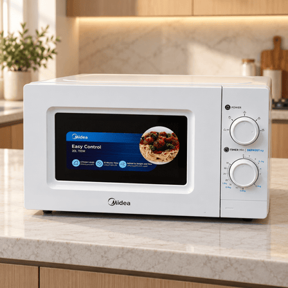 Midea 20L Solo Microwave Oven with Dial Controls – White – MO20MWH - Al Thahani Furniture