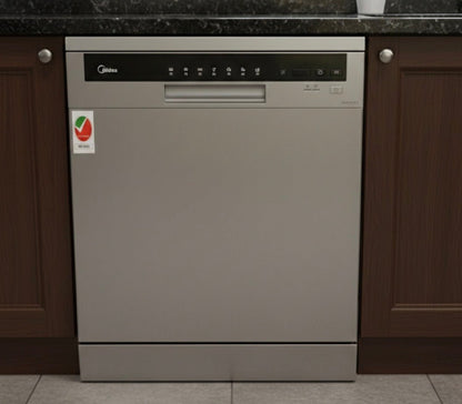 Midea 8‑Place Countertop Dishwasher | Inverter Quattro | 7 Programs | 30‑Minute Wash | Silver - althahanifurniture