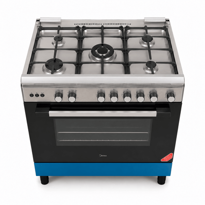 Midea LME95030FFD-C 90 cm 5-Burner Gas Cooker with Convection &amp; Rotisserie - Al Thahani Furniture