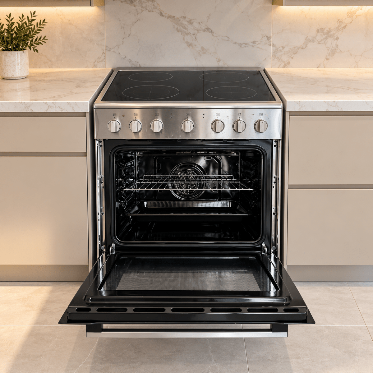 Midea VC6814 60cm Freestanding Ceramic Electric Cooker with 65L Multifunction Oven – Stainless Steel - Al Thahani Furniture