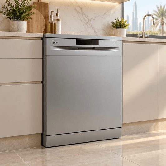 Midea WQP14-7605V-S 14-Place Freestanding Dishwasher – Silver - Al Thahani Furniture