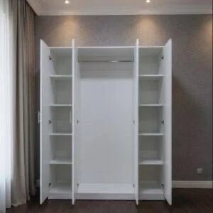Modern 4 - Door Wardrobe | Minimalist Design with Silver Handles | Brand New - althahanifurniture