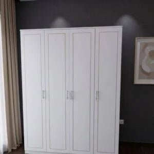Modern 4 - Door Wardrobe | Minimalist Design with Silver Handles | Brand New - althahanifurniture